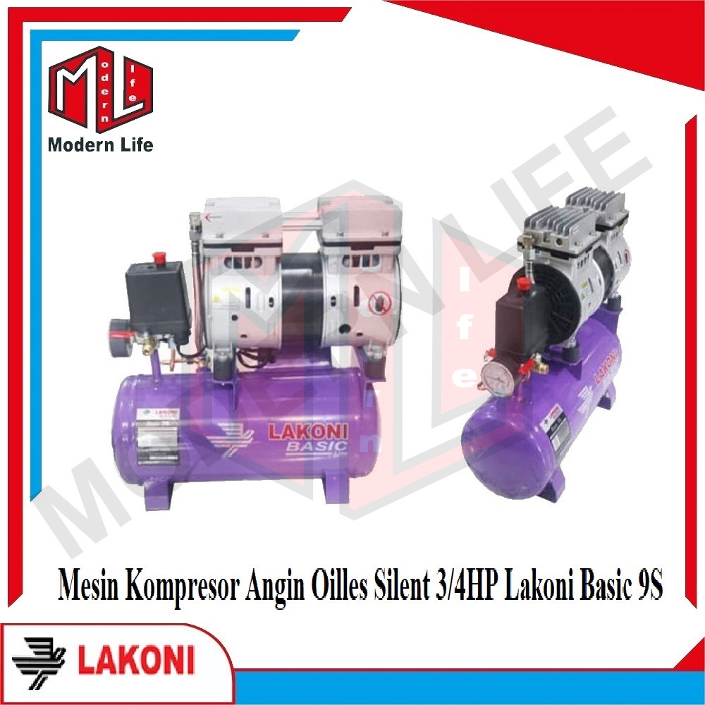 Mesin Kompressor Oil Less 0.75 Hp 8L LAKONI Basic 9S Tanpa OLI