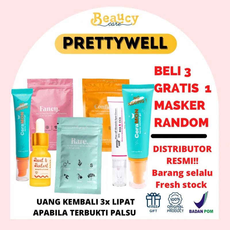 *BPOM!!* PRETTYWELL MASKER EXFOLIATING (CONFIDENT RARE FANCY CERAMON MOISTURIZER TONER BHA BLEMISH SPOT CREAM PISS OFF)