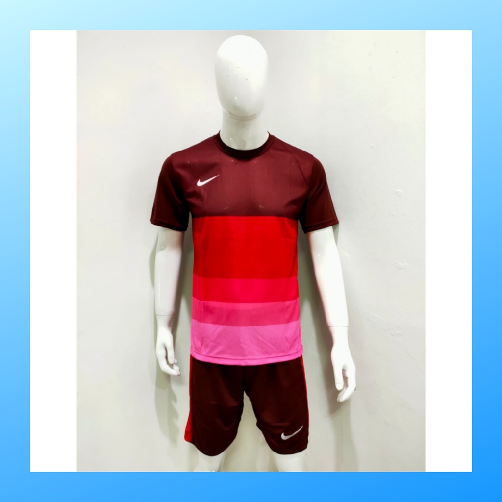 Kaos futsal pria jersey sepak bola baju dan celana setelan wanita dewasa t-shirt outfit seragam jarsey kostum olahraga pakaian apparel sport jersy soccer casual jersi suit NK154 maroon