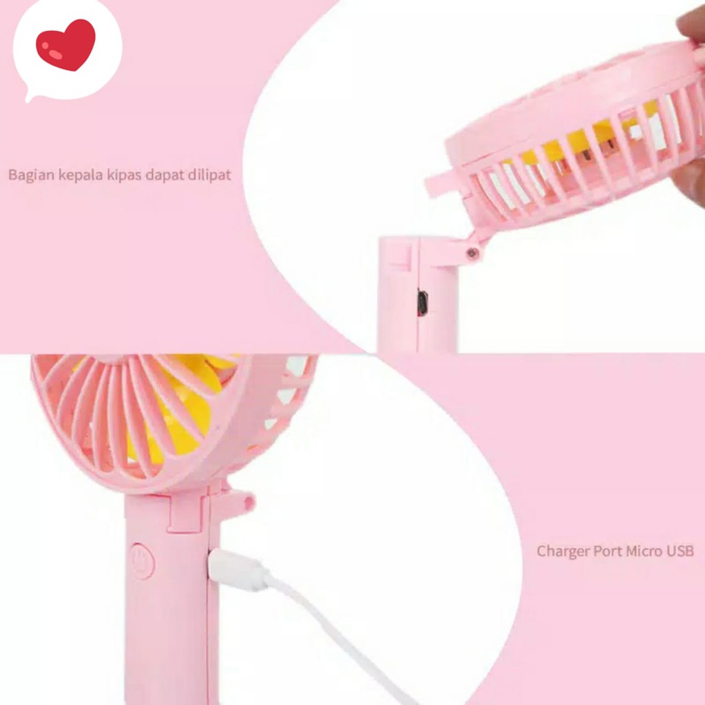 Kipas Mini Lipat Karakter RUSA - KRSL - Handy Mini Fan Portable Charger