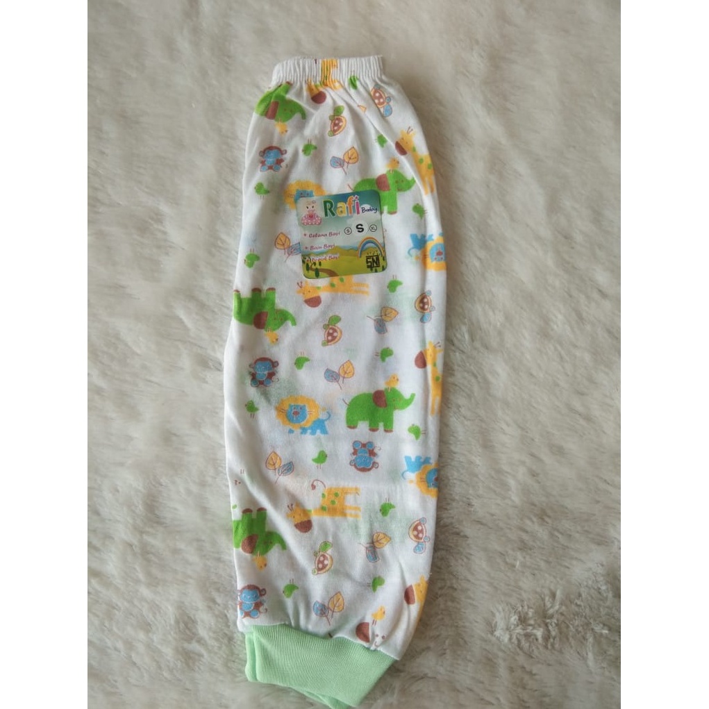 1 Lusin CELANA BAYI PANJANG PUTIH MOTIF BAHAN KATUN MERK RAFI