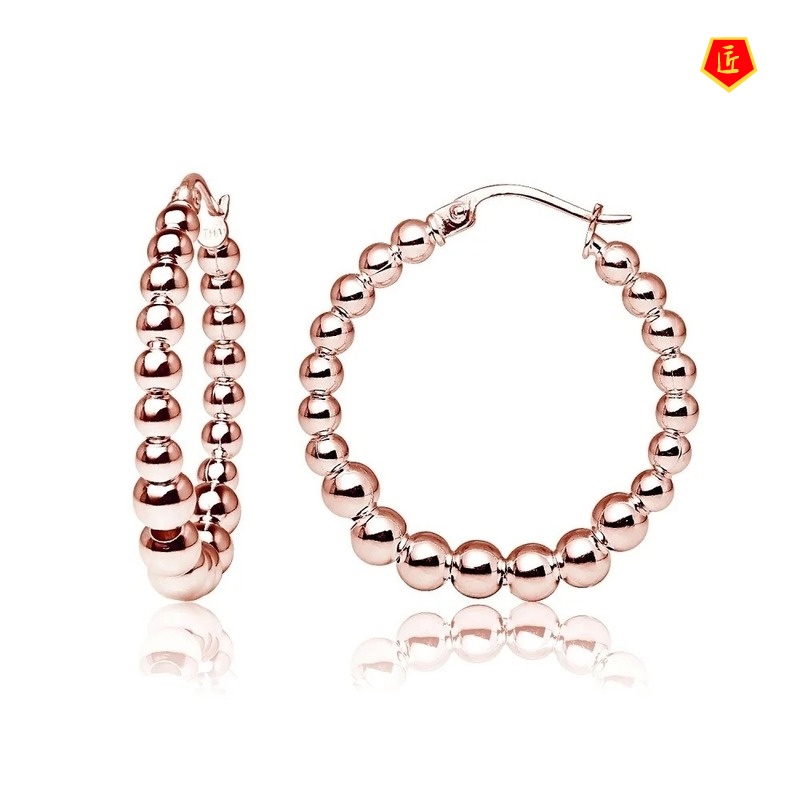 [Ready Stock]Creative 925 Silver Glossy Beads Earrings