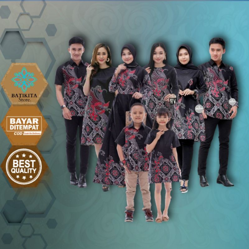 Batik Couple Keluarga & Pasangan Set  Terlengkap Motif Kenari Ireng