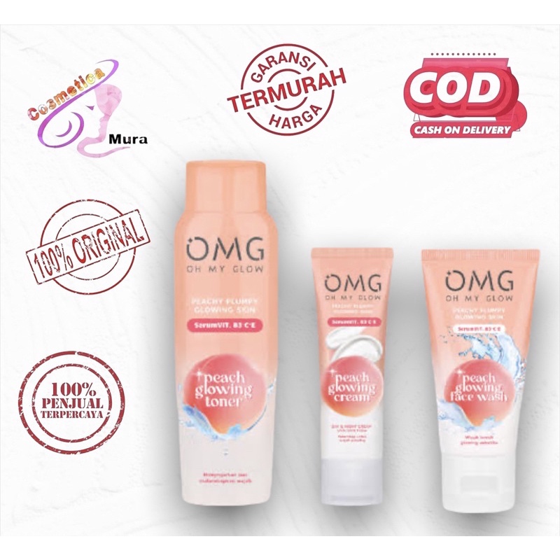 OMG Oh My Glam Peach Glowing Face Wash 50gr - omg face wash / omg glowing toner / omg glowing cream / paket skincare oh my glam