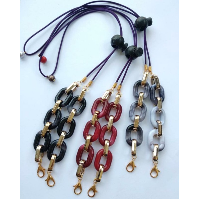 kalung rantai tali strap masker artis ayu ting ting 2in1/ruben onsu/lanyard artis korea akrilik