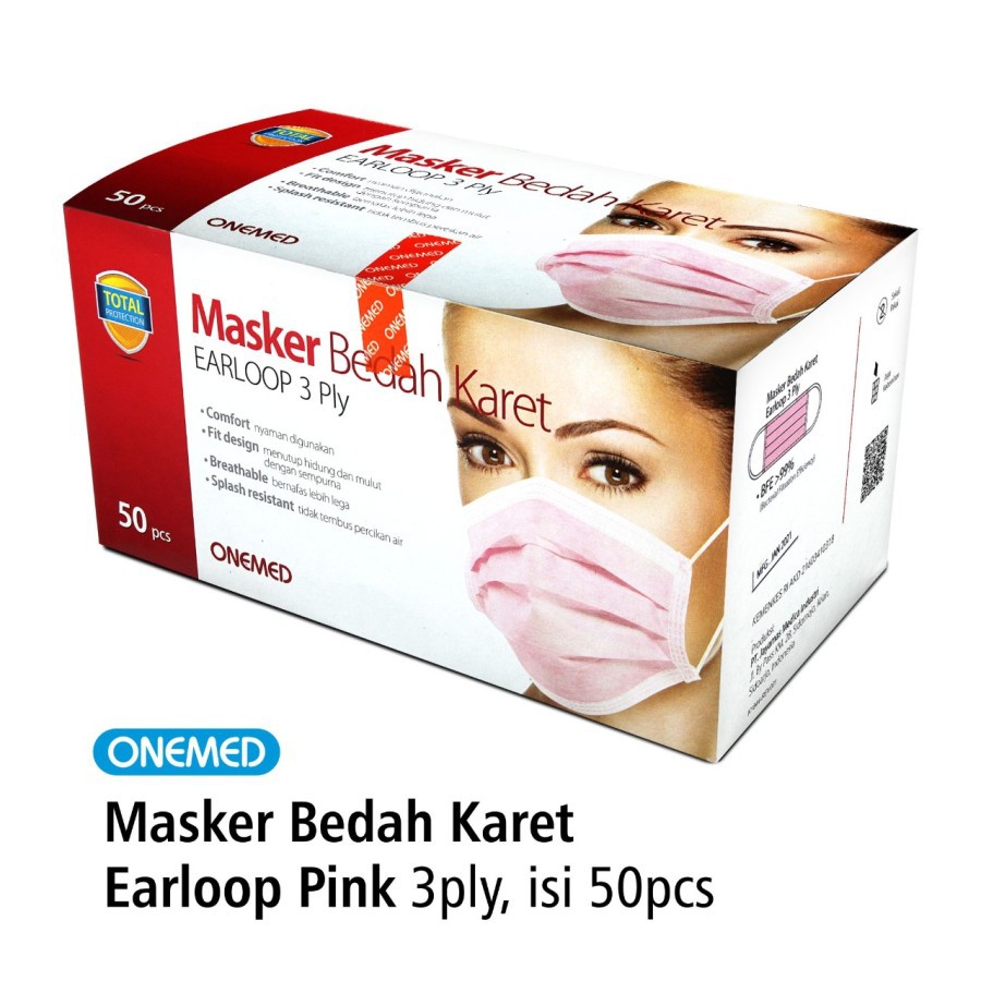 Masker Karet Pink OneMed box 50pcs OJB