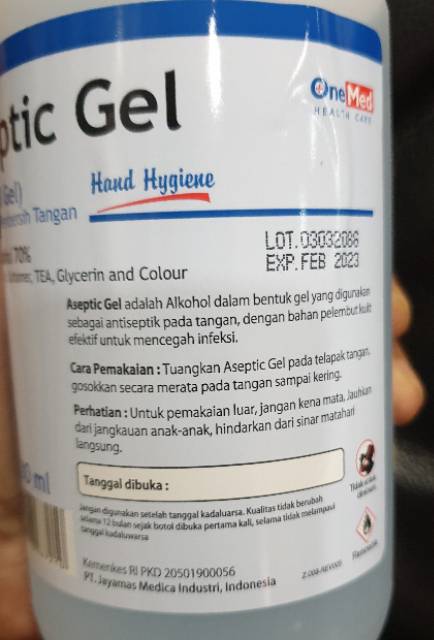 ASEPTIK GEL / ALKOHOL 70 % GEL 500 ml PUMP