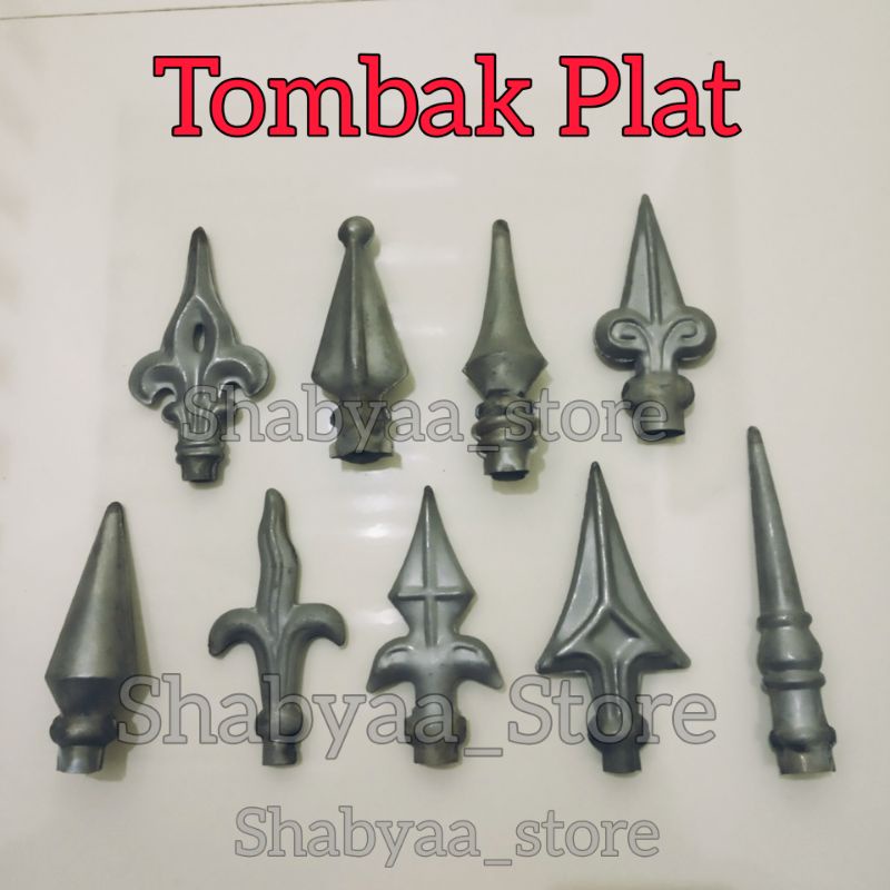 Tombak plat besi keraton, blimbing, jarum, p4, jantung, keris, kumis, wajik, petir ornamen aksesoris