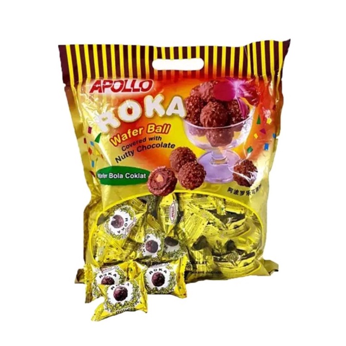 

APOLLO ROKA WAFER BOLA COKLAT 300GR ISI 50