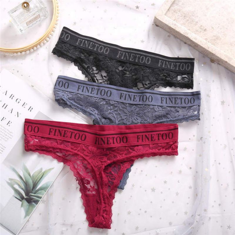 FINETOO FT43 Sexy Celana Dalam Wanita Thong Women Renda Elastis Panty Soft Lace