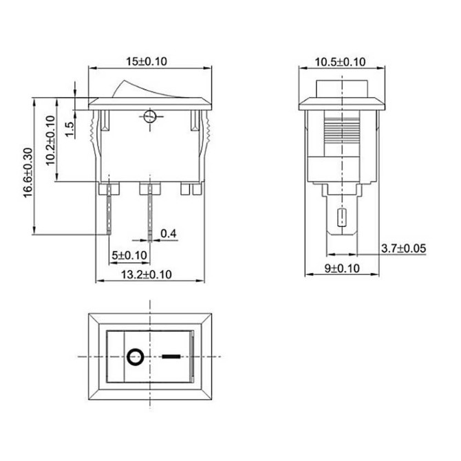 KCD11 Mini Rocker Saklar Switch 2 Pin Power ON OFF SPST 250V 220V Red Merah 10x15mm