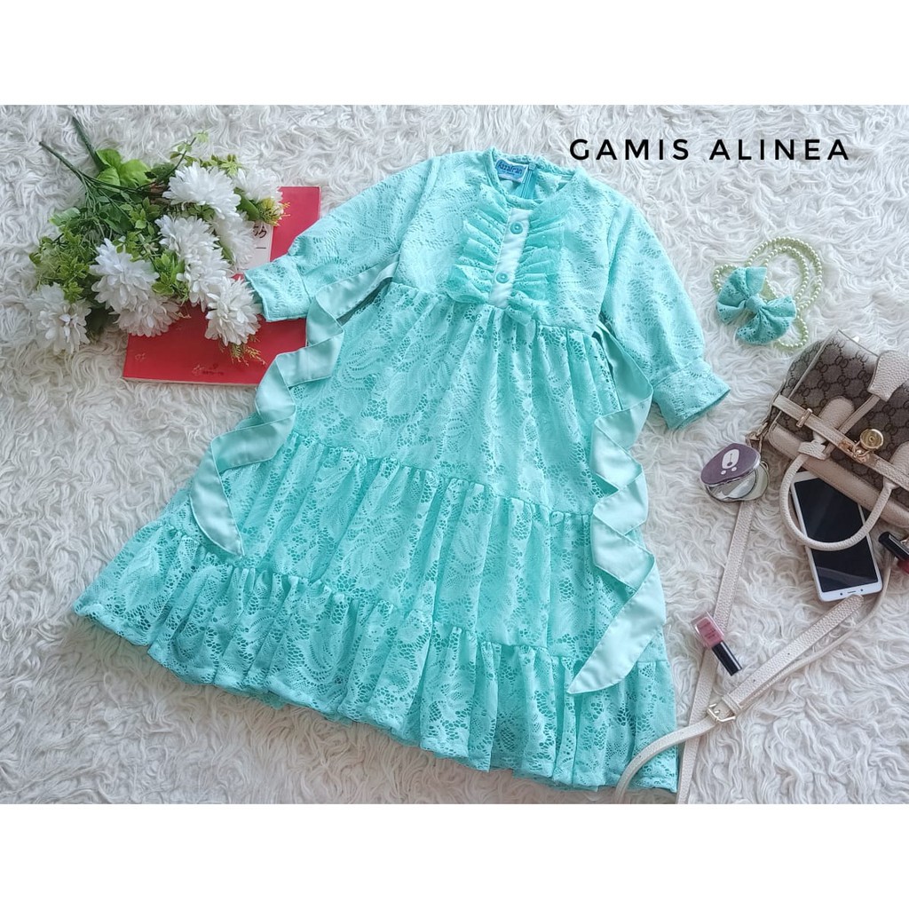 ALINEA KIDS DRESS TOYOBO MIX BRUKAT Gamis Anak Panjang Trendy Modern Kids Baju Panjang Stelan 2021