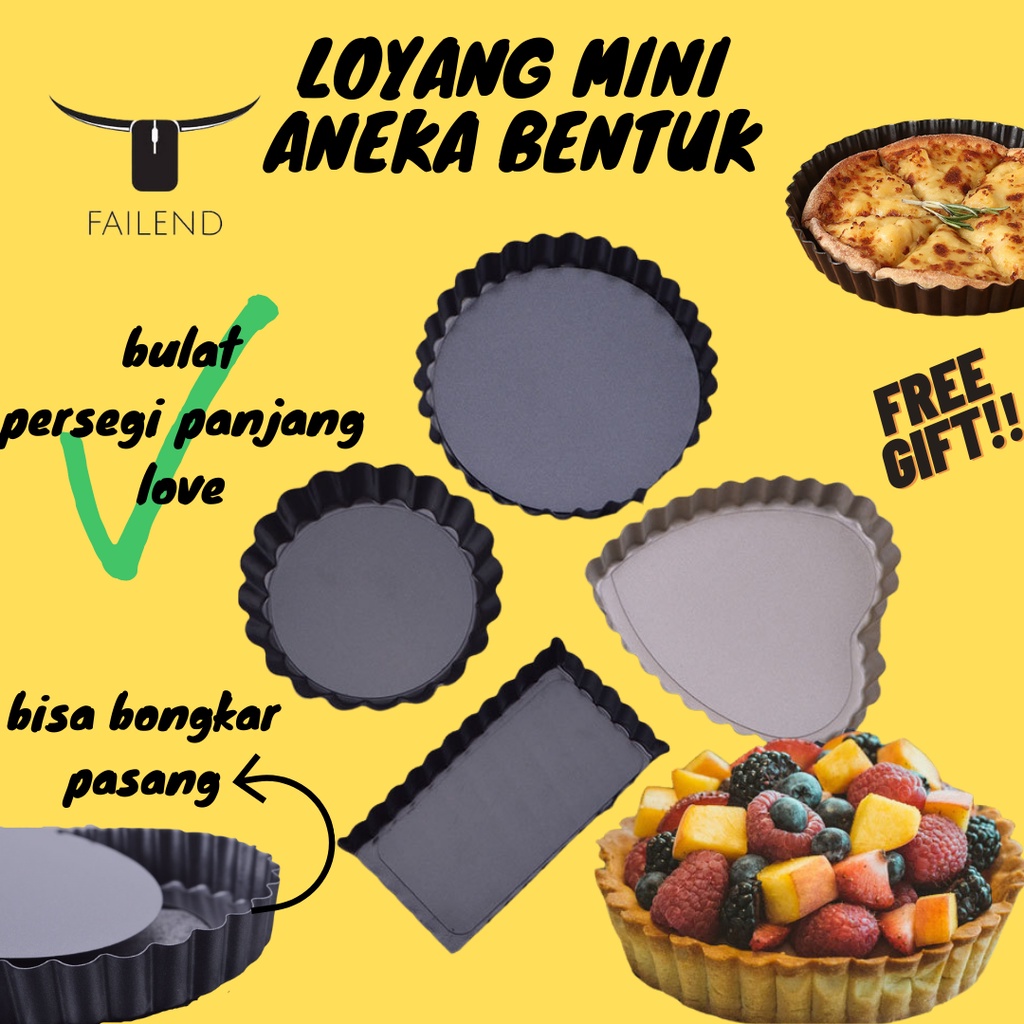 Loyang Kue Anti Lengket Cetakan Pie Susu Pizza Mini Bongkar Pasang Bentuk Bulat Love Persegi Panjang