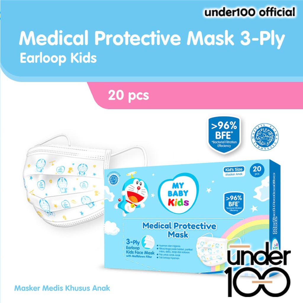 ❤ UNDER100 ❤ MY BABY Kids Medical Protective Mask Doraemon 5s | Earloop Kids Face Mask | Masker Anak | 5pcs