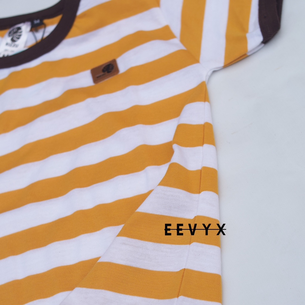 Kizzu Baju Kaos Distro Anak Laki Laki Umur 1-12 Tahun Bahan Cotton - Strip / Salur Kuning - Eevyx Store