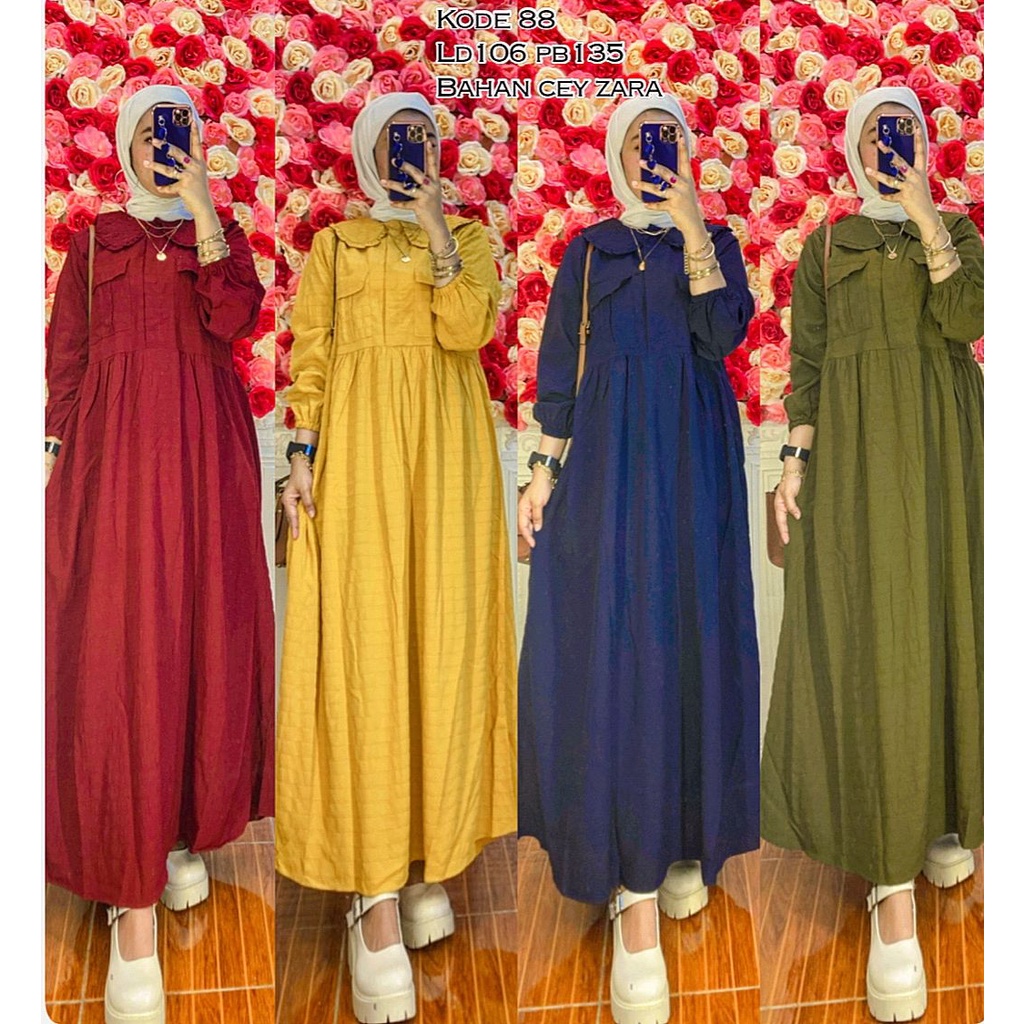 Dress Maxi Cey Zara 4 Variasi Warna Polos