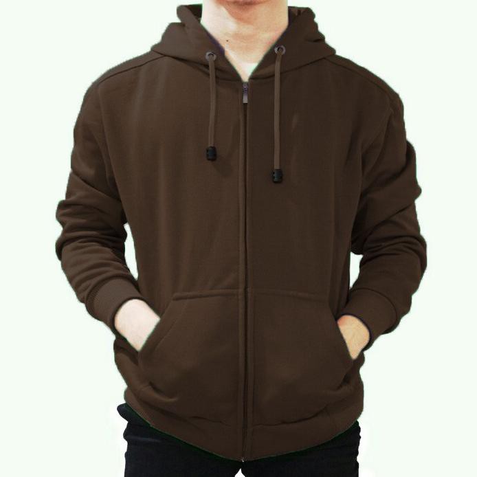 JAKET POLOS ZIPPER HOODIE M,L,XL,XXL COKLAT PRIA WANITA POLOS BAPAK ANAK JEANS LEVIS