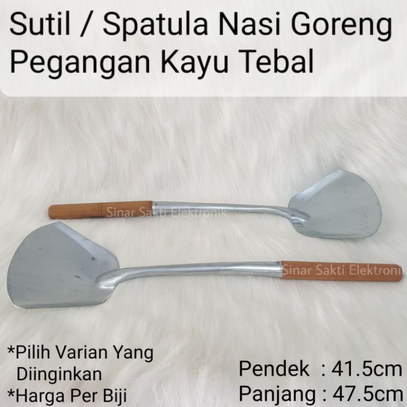 Sutil Spatula Nasgor Nasi Goreng Pegangan Kayu Tebal Panjang / Pendek