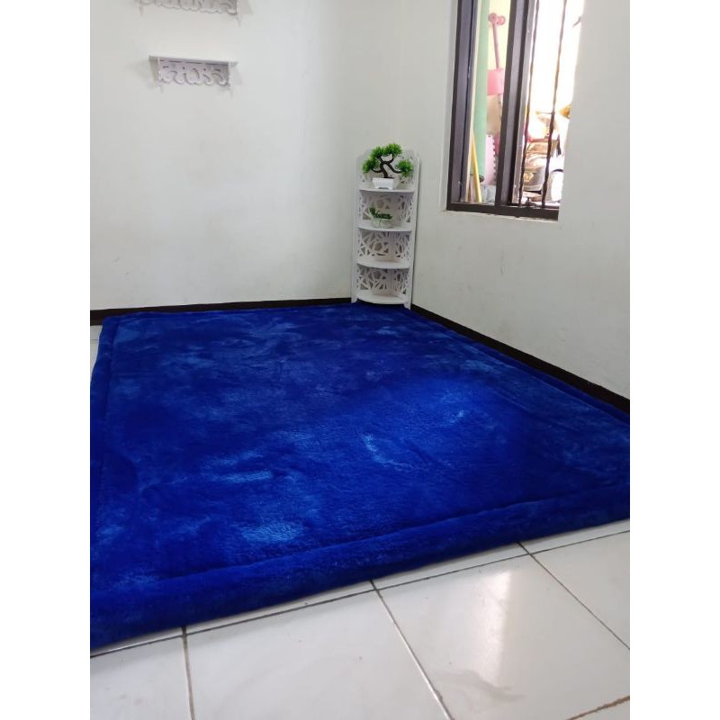 SURPET RASFUR KASUR BUSA KASUR BULU KARPET BULU KARPET RASFUR KASUR RASFUR POLOS BIRU TUA 150x200CM