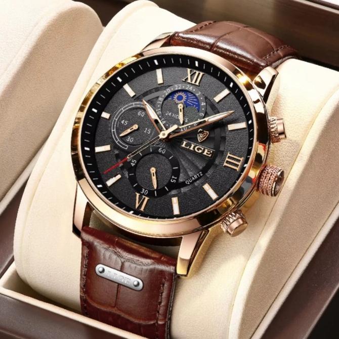 LIGE original jam tangan pria 2021 anti air olahraga kronograf