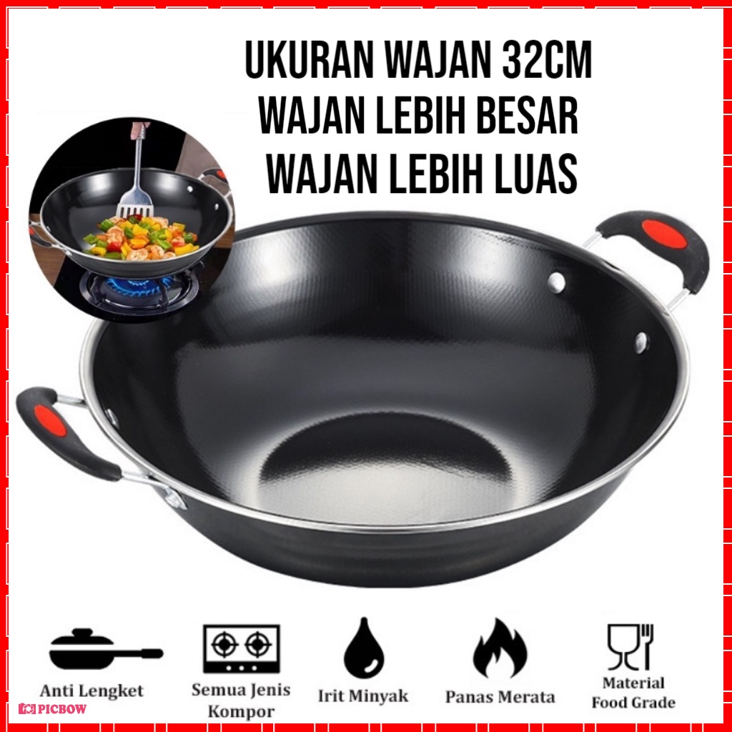 COD MURAH WAJAN JUMBO TEFLON TEBAL TAHAN API ANTI LENGKET Penggorengan Kuali Wok Pan Panci Kenceng Wajan Teflon Hitam Cekung Alat Masak Wajan Dapur Anti Gores Wajan Enamel Wajan Hitam wajan anti lengket