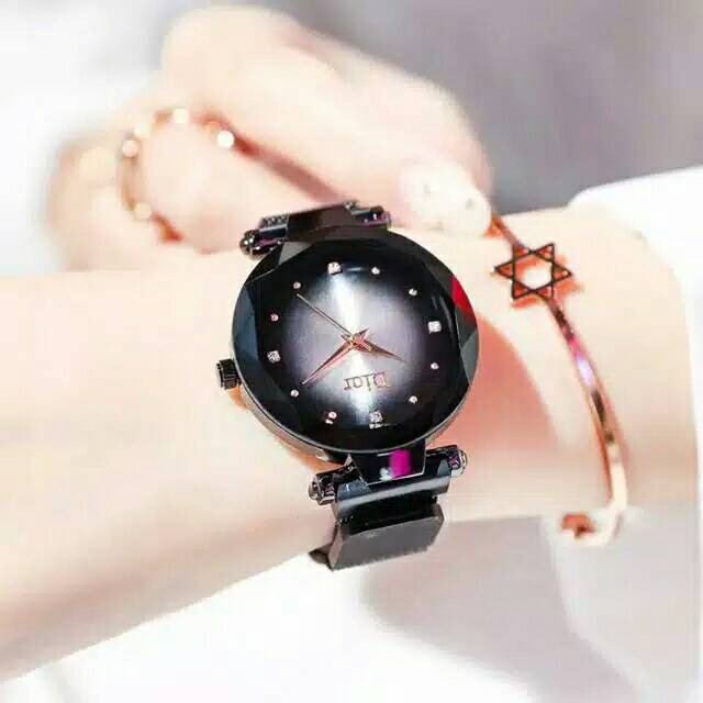 Terima Cod)Jam Tangan Wanita ( D Plat Warna) Strap Magnet (Dikirim Dari Jakarta)