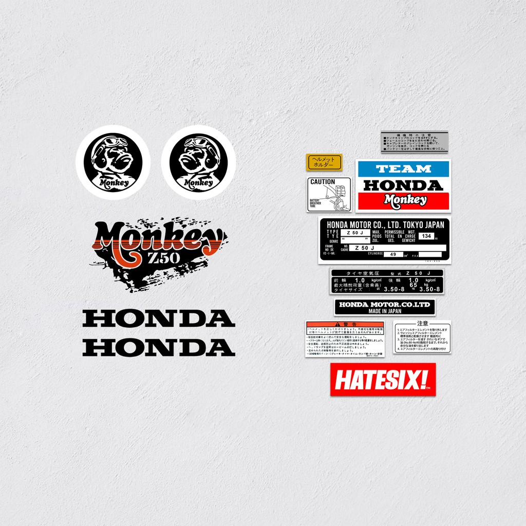 Sticker Decal Honda Monkey Z50 Special Edition Adventure 2016 Hatesix