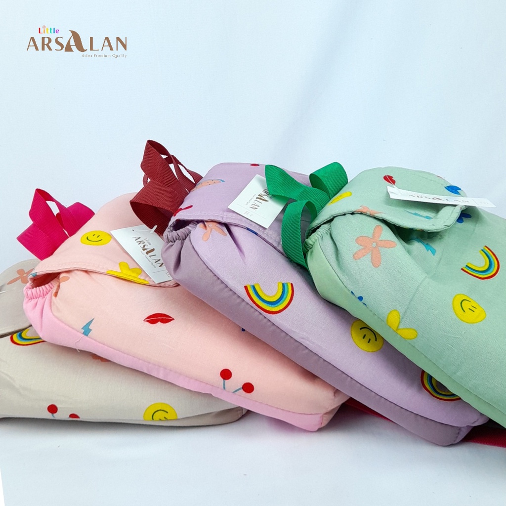 Mukena Anak Tas Ransel motif Cherry motif Pelangi | Mukena Katun Rayon TK SD Tanggung | Mukena Arsalan