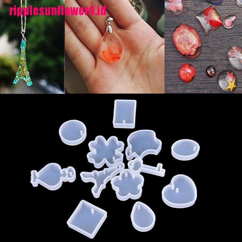 12pcs / set Cetakan Resin Bentuk Kunci Waterdrop Bahan Silikon Untuk Membuat Perhiasan