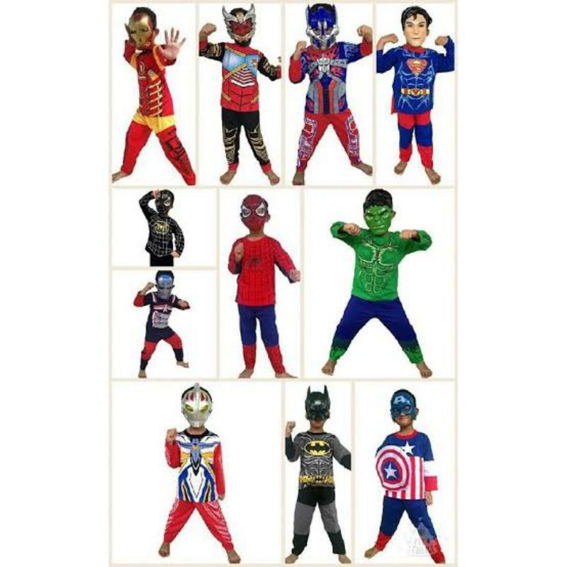 SETELAN CUSTOM ANAK AVENGERS MARVEL KIDS SUPER HERO SPIDERMAN SUPERMAN CAPTAIN AMERIKA BATMAN MURAH