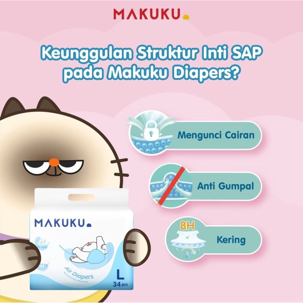 Makuku Air Diapers Tape S 38 , M 36 , L34/pampers bayi