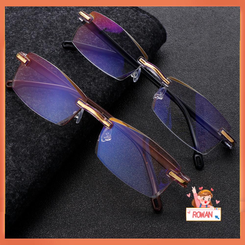 ROW Unisex Reading Glasses Rimless Presbyopia Glasses Anti Blue Light Ultralight Readers Eyewear Diamond-cut Computer Gaming Goggles +1.0 to 3.0 Degree Radiation Protection/Multicolor