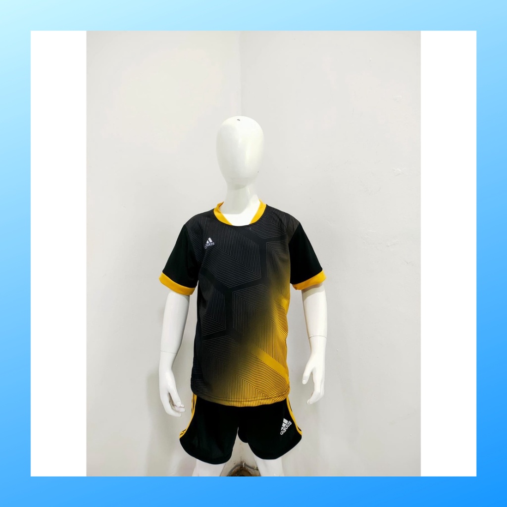 Kaos futsal anak laki-laki jersey sepak bola baju celana setelan jersy perempuan stelan t-shirt outfit seragam kostum olahraga casual suit pakaian jarsey oblong apparel sports jersi soccer ST.AD166 gold