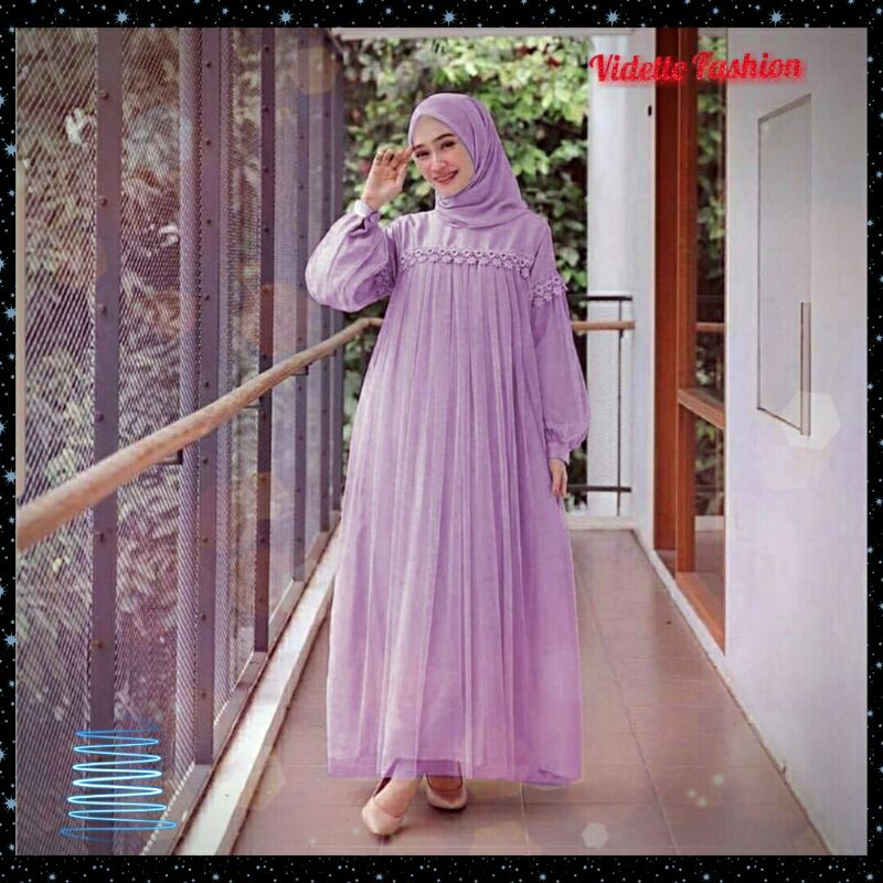 Dress Maxi Tile Wanita Muslim Modern Hijab Trendy Populer Murah Terbaru Nuraini