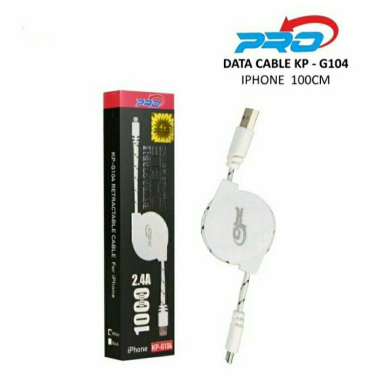 Pro Kabel Data Tarik Charger USB for Micro Type C iPhone Lightning KP - G104 2.4A