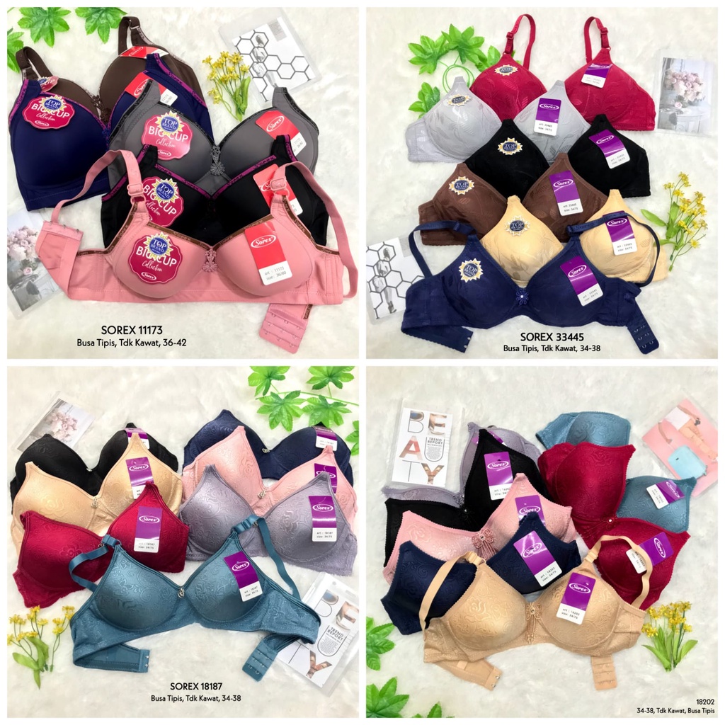 Bra Busa Tipis Tanpa Kawat Kait 2 Sorex BH Katun Polos Cup Kecil Full Cup Underwear Dewasa Pakaian D