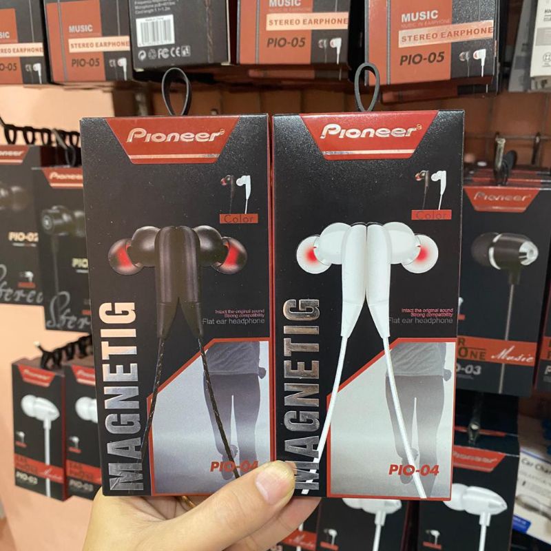 (pioner-04) Headset Power Full Bassf Magnetic Earphone Premium Quality