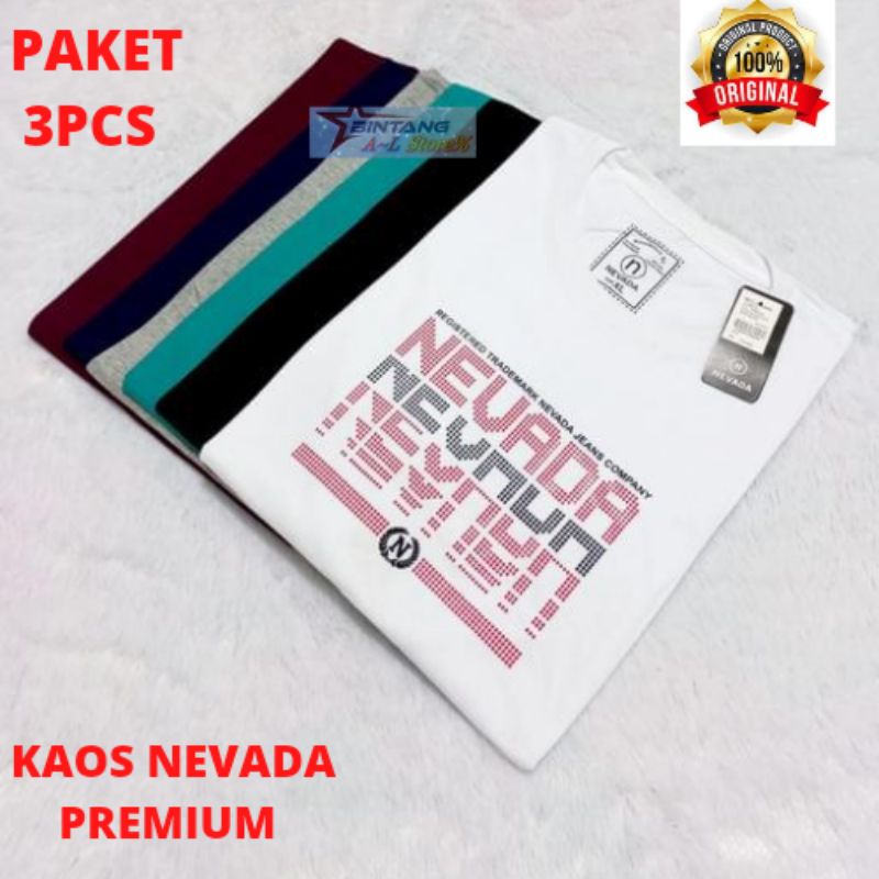 [MOTIF RANDOM] 3pcs 100rb Kaos Oblong Pria Nevada Full Tag / kaos Nevada premium / kaos pria wanita / kaos pria distro / baju kaos Nevada branded matahari original