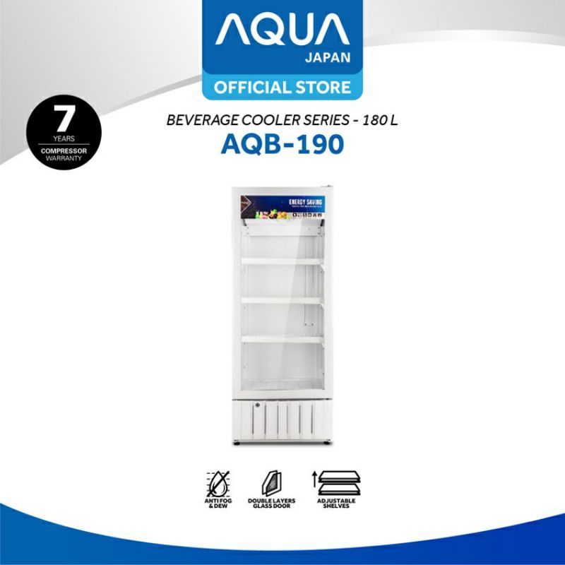 Kulkas Showcase Cooler Aqua AQB 190 | Showcase Aqua 4 Rak Garansi Resmi Lampung