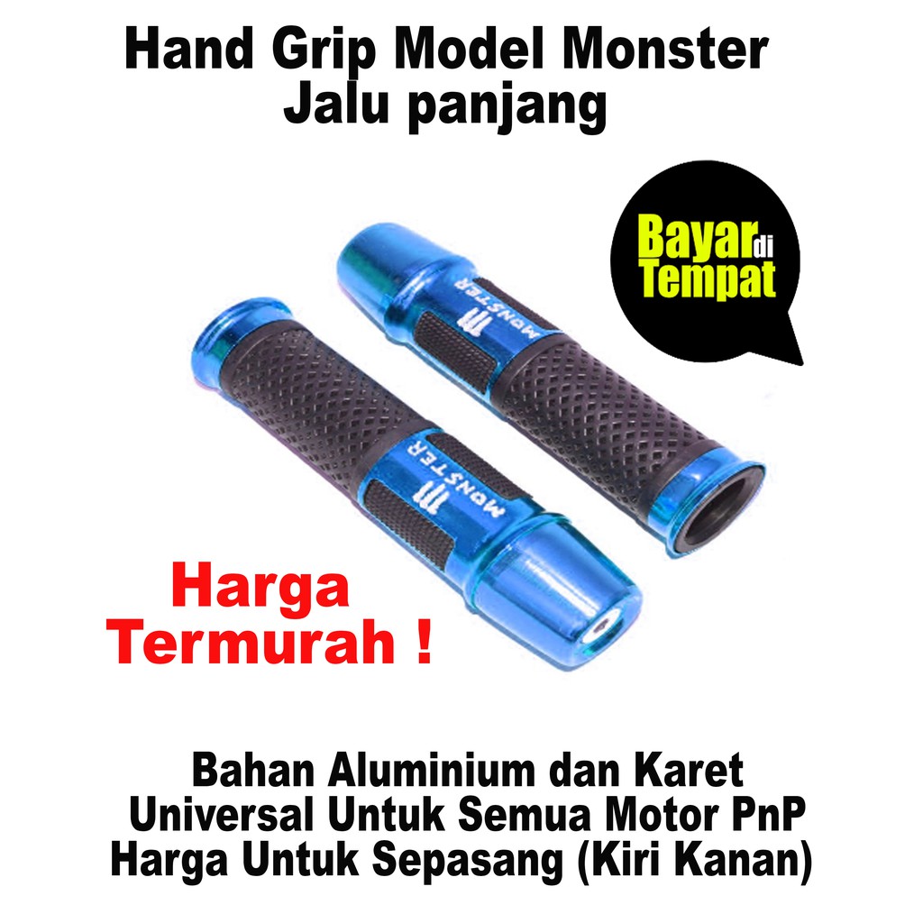 Hand Grip Model Monster Jalu panjang - Universal Untuk Semua Motor PnP - Bahan Aluminium dan Karet