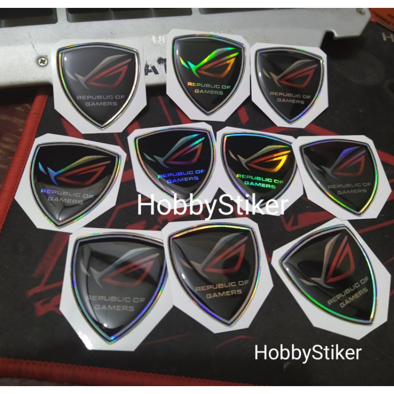 Stiker asus rog republic of gamer emblem timbul gaming pc laptop