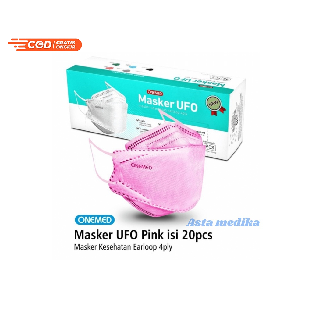 Masker UFO KF94 4Ply OneMed Earloop Masker Karet KF94 3D Onemed Masker 4ply Surgical Earloop Box isi 20pcs