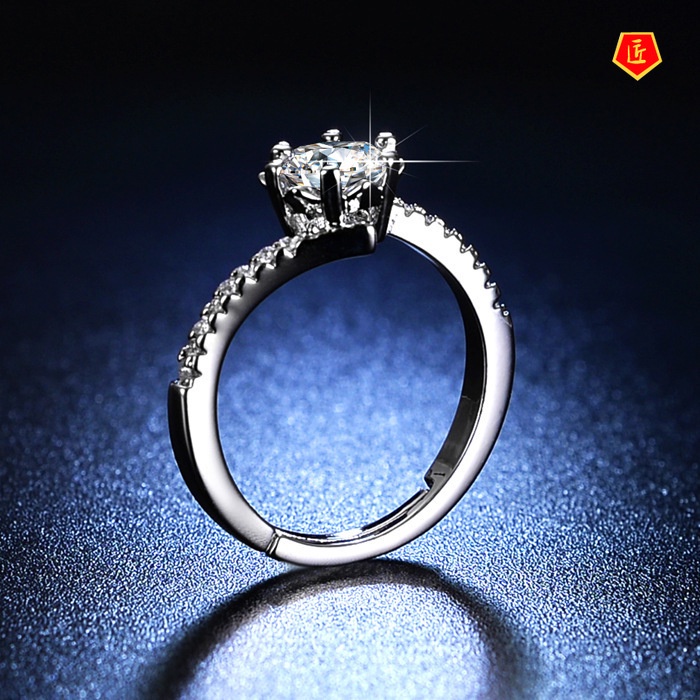 [Ready Stock]Women's Elegant Snowflake Diamond 1 Karat Moissanite Ring