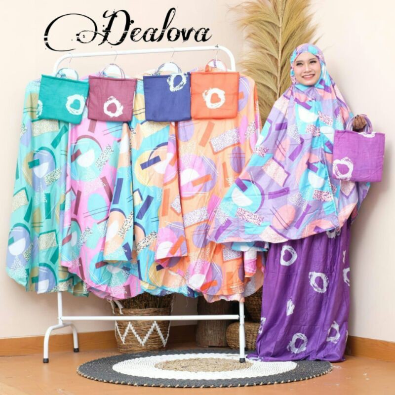 mukena dewasa dealova rayon handprint