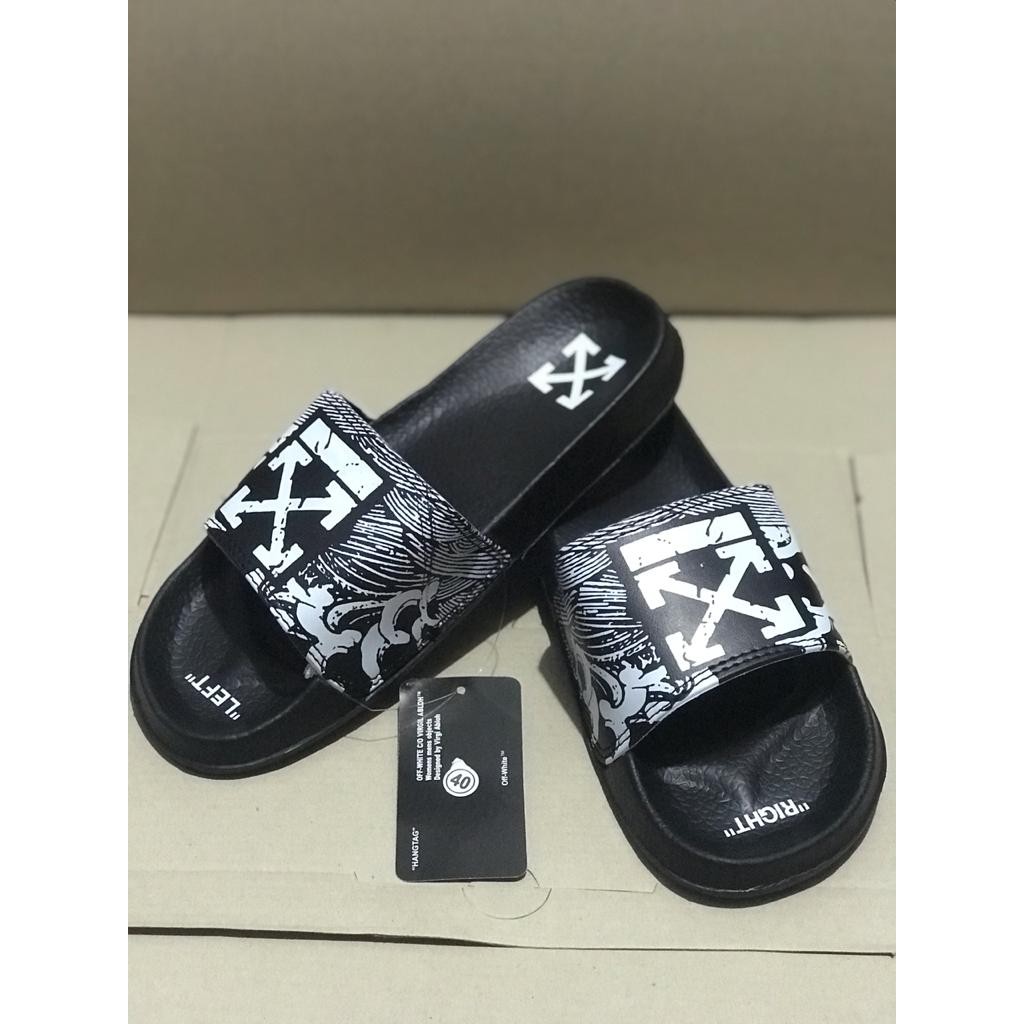 Sandal Off White Slides  Font Logo Virgil Abloh/sandal off white pria wanita casual slide