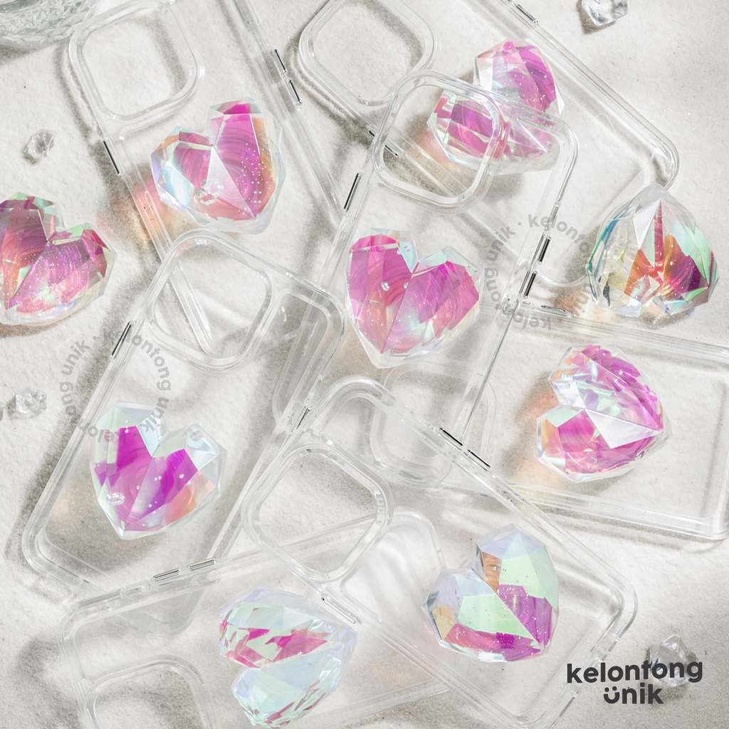 For iPhone - Crystal Heart Hologram Griptok Acrylic Case