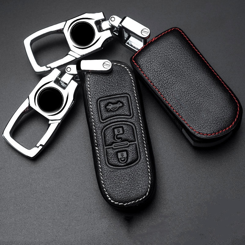 Mazda 2 3 6 CX3 CX5 CX9 Smart Remote Control Cover Genuine Cow Hide Leather Protection Key Cover