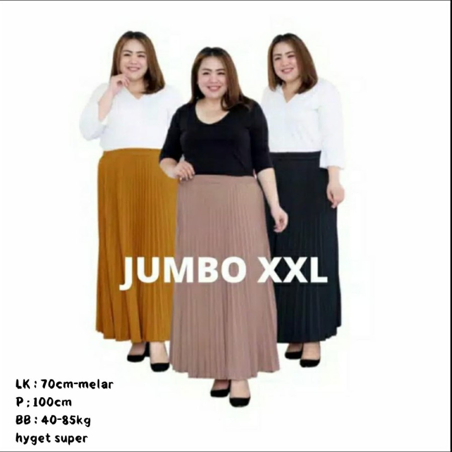 Rok Plisket XXL SUPER JUMBO Premium termurah/Rok Panjang Rempel Wanita