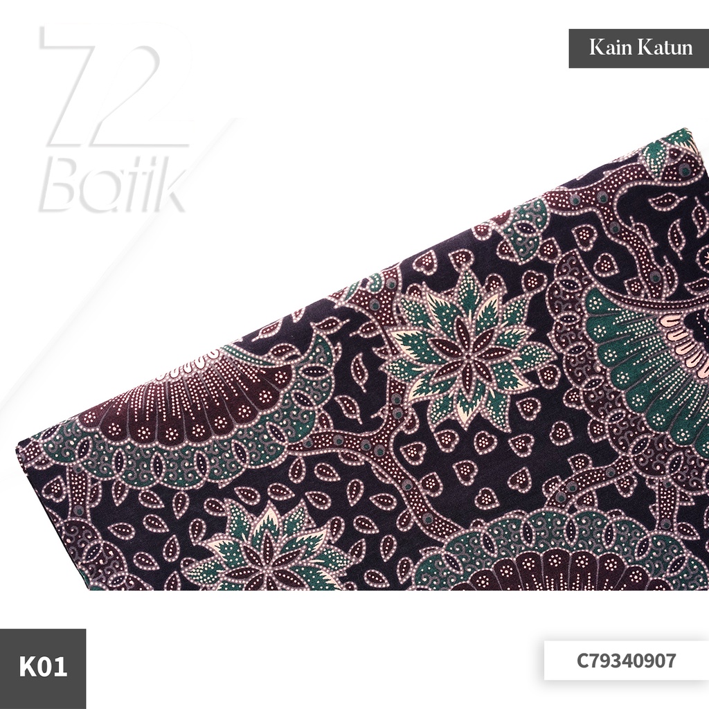 JARIK BATIK Premium Bahan Katun Motif Kembang Semak Warna Hitam Item Black 728696 CAP 72