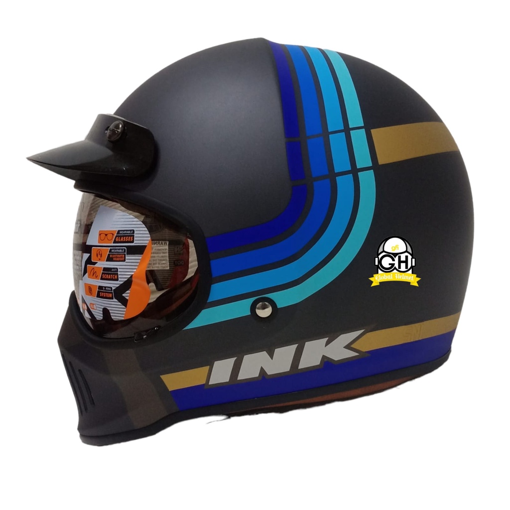 HELM INK TROOPER BORDERLINE MATT ANTHRACITE BLUE FULL FACE CLASSIC DD RING